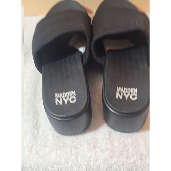MADDEN NYC WOMENS SIZE 9.5 BLACK SLIP-ON PLATFORM SLIDES SANDALS BRAND NEW - Picture 6 of 8